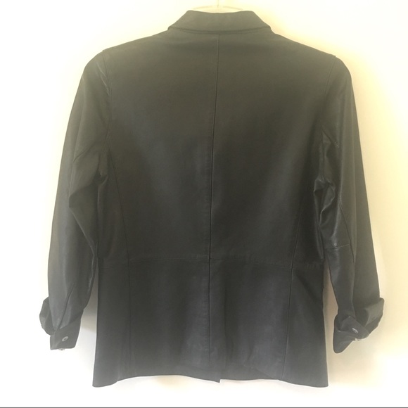 {GAP} 90s Vintage Black Leather Blazer - Picture 4 of 7
